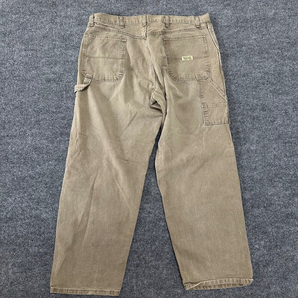 Wrangler Carpenter Pants Mens Size 38x30 Tan Khaki Relaxed Fit Utility Workwear